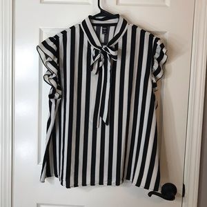 NEW black and white striped blouse